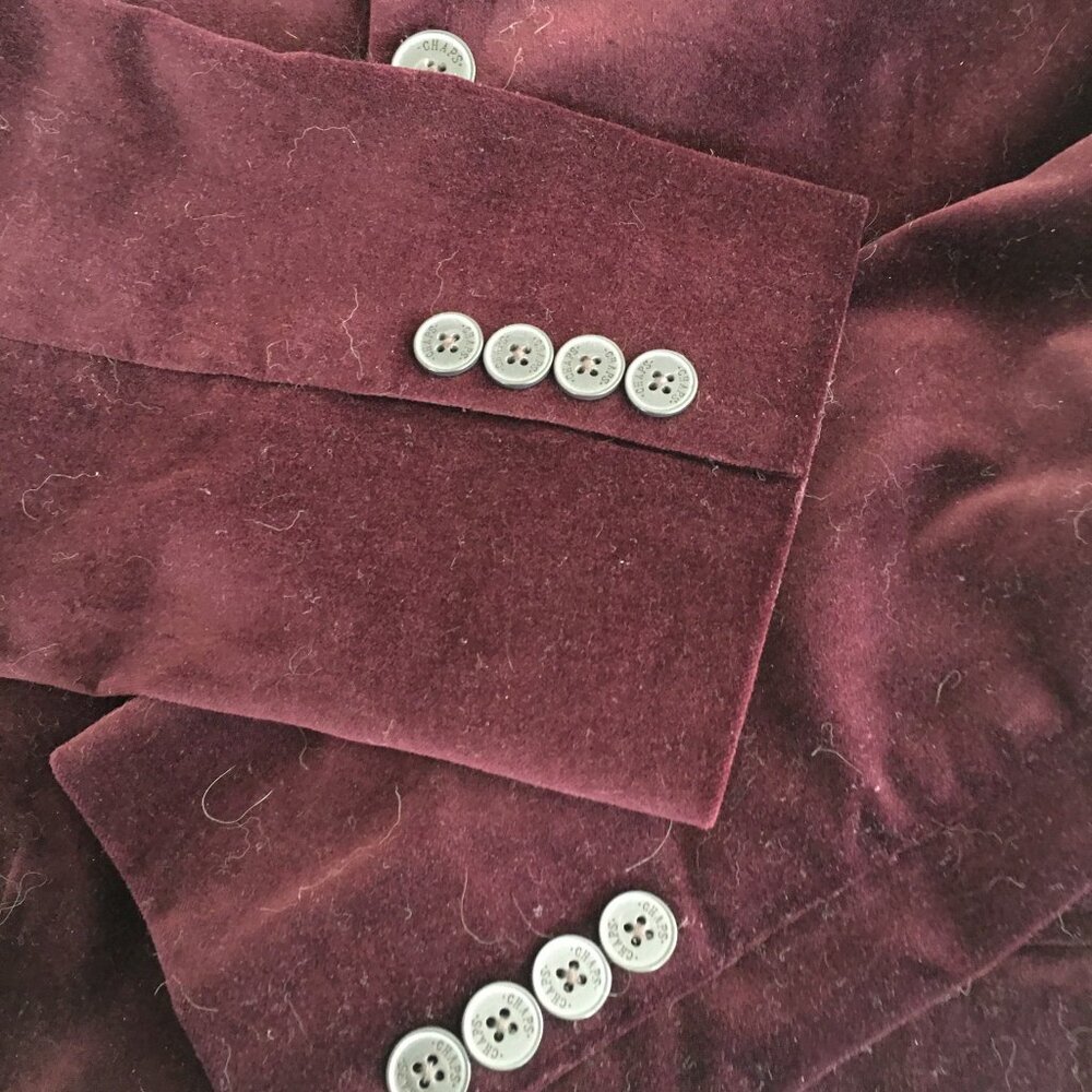 Chaps Burgundy Pantsuit with Gold Bow - Picture 5 of 6